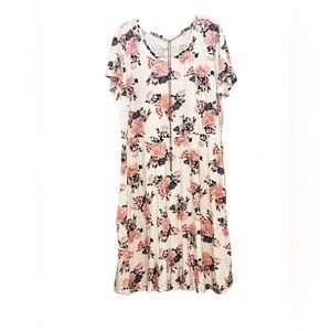 Bobbie Brooks White and Pink Floral Midi Dress